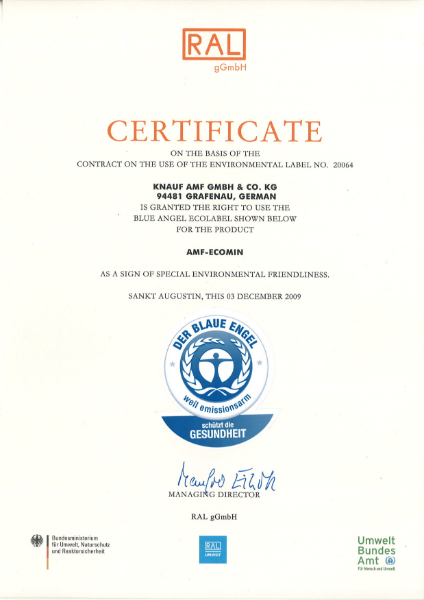 Blue Angel ECOMIN Certificate