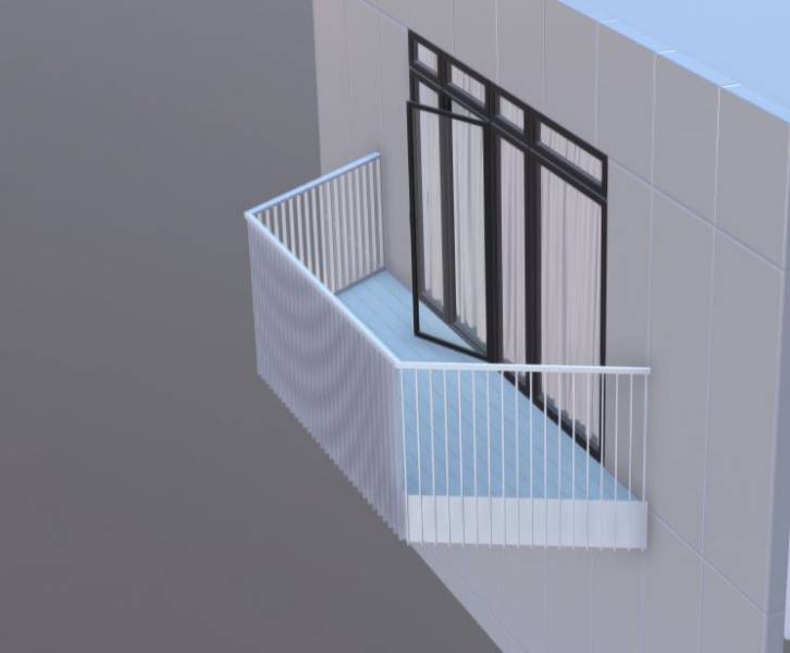 Trapezium Vertical Bar Glide-On Cassette Balcony without Fascia