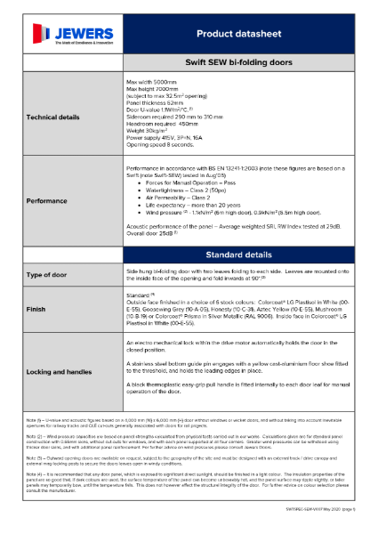 Swift-SEW Specification Sheet