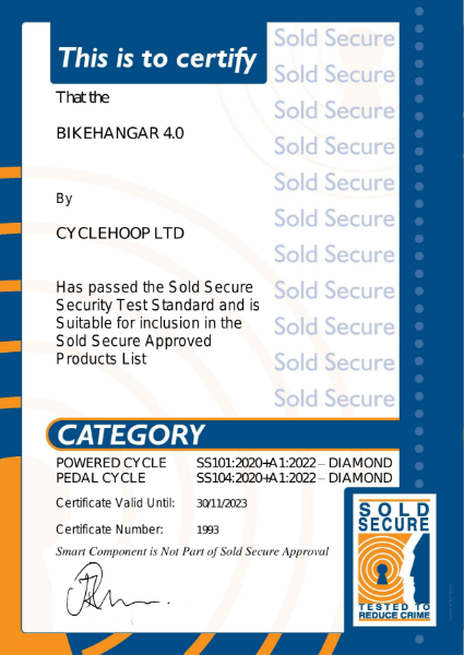 BIKEHANGAR 4.0 - PEDAL CYCLE SS104:2020+A1:2022 - DIAMOND