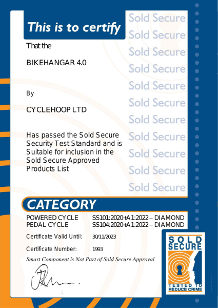 BIKEHANGAR 4.0 - POWERED CYCLE SS101:2020+A1:2022 - DIAMOND