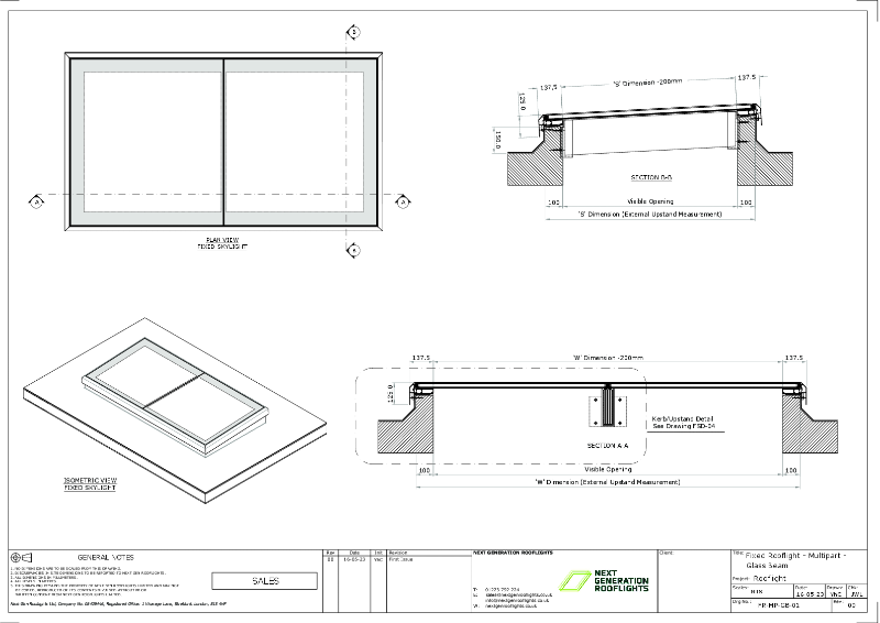 Fixed Rooflight - Multipart - Glass Beam