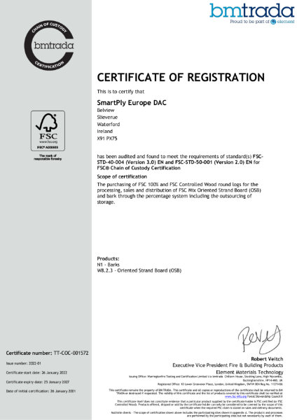 SMARTPLY FSC CERTIFICATE