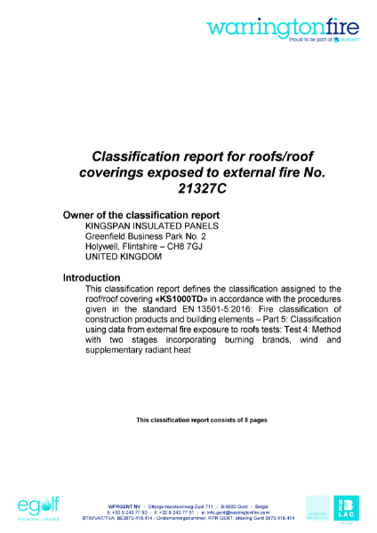 kingspan-quadcore-topdek-roof-panel-reaction-to-fire-sika-en13501-5-2016