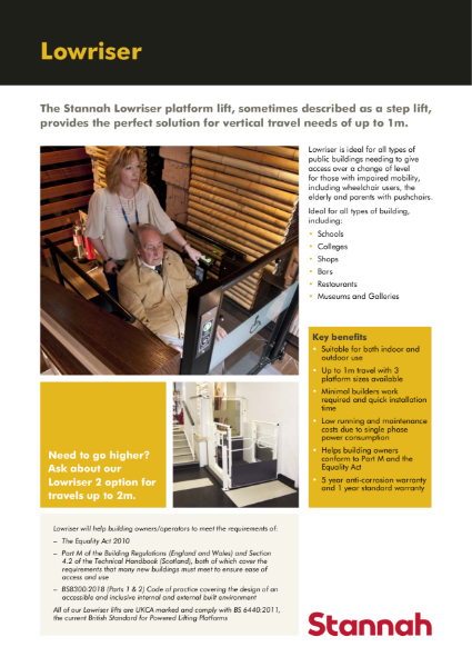 Stannah Lowriser low rise platform lift brochure