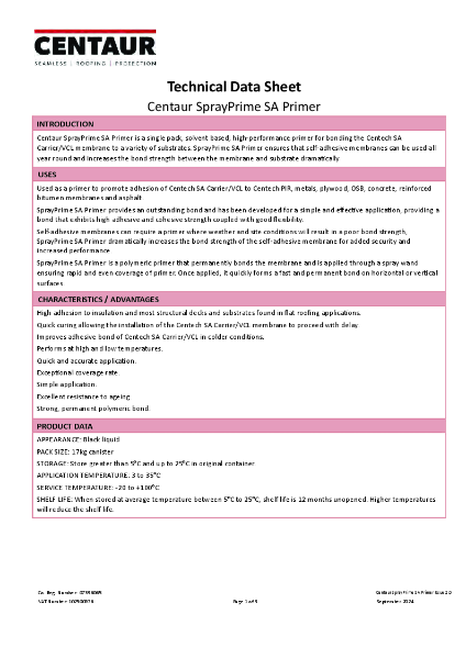 Centaur SprayPrime SA Primer TDS