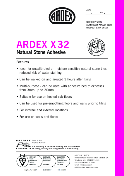 ARDEX X 32 Datasheet