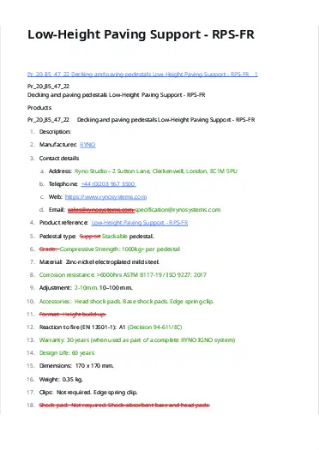 Low-Height Paving Support - RPS-FR - Product Data Sheet