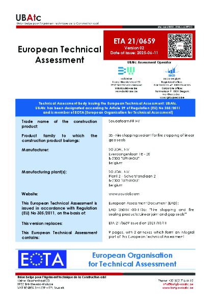 European Technical Assessment ETA 21/0659 - Soudafoam FR HY
