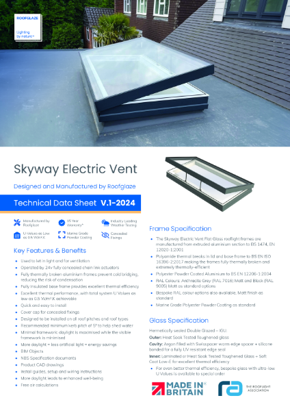 Data Sheet Flat Glass Electric Hinged for Ventilation