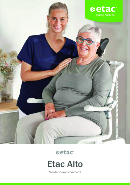 Etac Alto powered mobile shower commode brochure