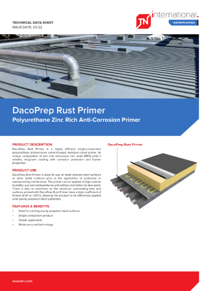 TNi DacoPrep Rust Primer - Polyurethane Zinc Rich Anti-Corrosion Primer - Datasheet