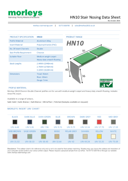 HN10 Chevron Double Channel Rampback Stair Nosing / Stair Edging for Carpet