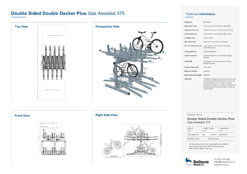 Double Sided Double Decker (Gas Assisted 375) Technical Sheet