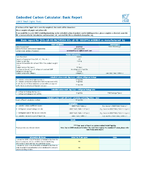 XCL-LB-H2-RM CIBSE TM65