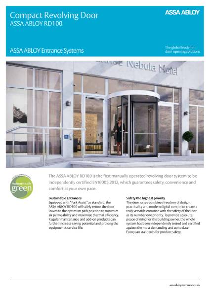 Revolving Door - Compact Manually Operated - ASSA ABLOY RD100