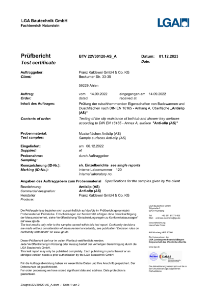 Partial-Full Antislip DIN EN 16165 Annex A- Class B