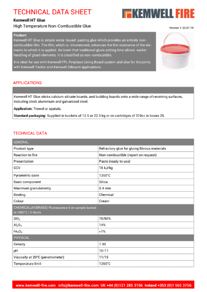 Kemwell High Temperature Glue Technical Data Sheet