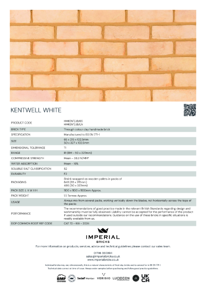 Imperial Bricks Kentwell White Datasheet