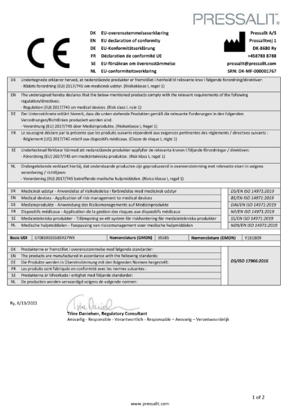 EU declaration of conformity support arms