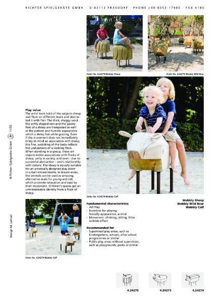 Timberplay Animals - Wobbly Wild Boar, Wobbly Calf, Wobbly Sheep - Datasheet