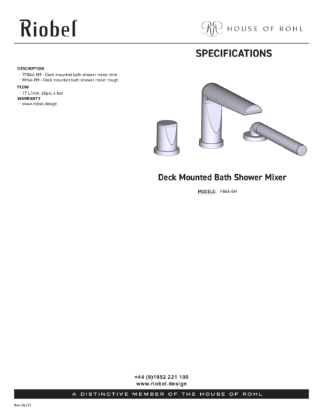 Parabola Deck Mounted Bath Mixer - PDS