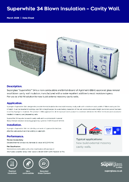 Superglass® Superwhite™ 34 Blown Insulation - Cavity Wall - Datasheet ...