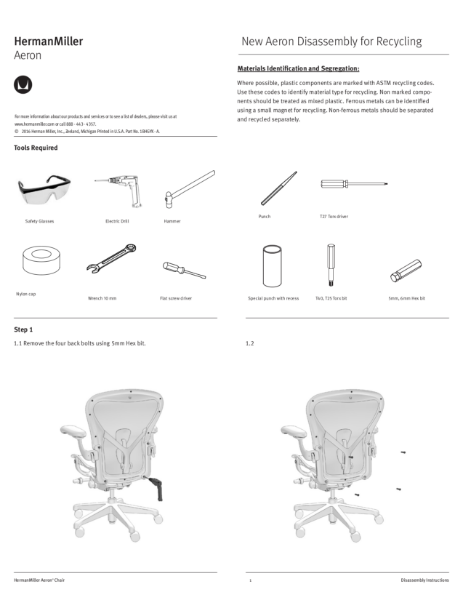 Aeron Chair - Recycling Instructions