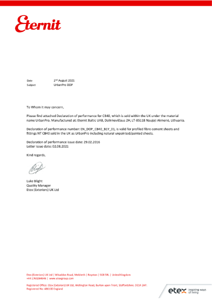 Eternit - Urban Pro Declaration of Performance 