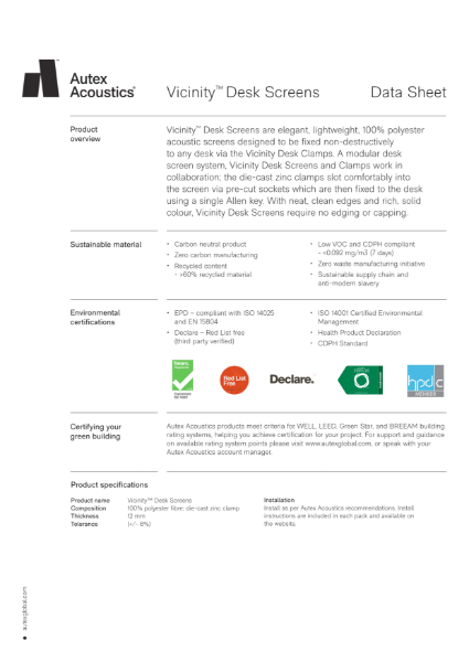 Vicinity Datasheet