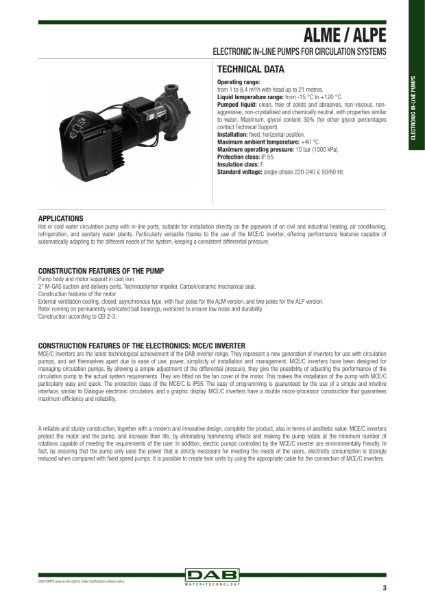 ALME & ALPE light range inline glanded pumps