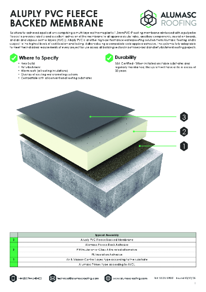 Fleece Backed PVC Single Ply Membrane Data Sheet