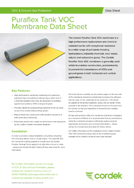 Cordek Puraflex Tank VOC Membrane Data Sheet