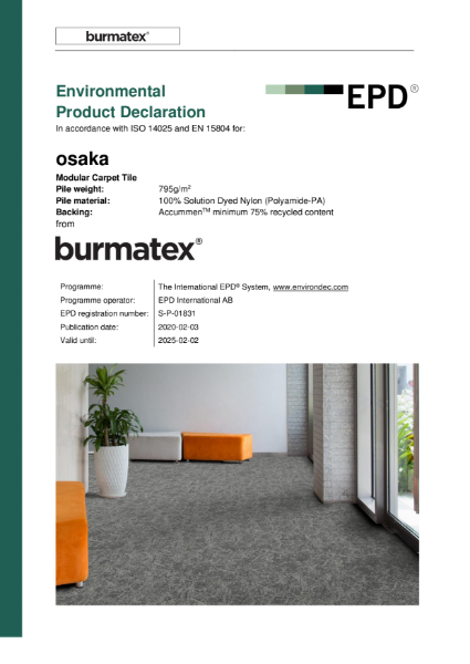 EPD certificate for carpet tiles osaka