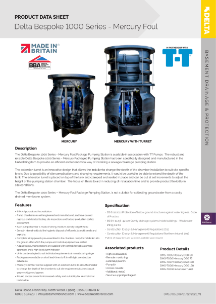 Delta Bespoke 1000 Series - Mercury Foul Packaged Pump Station