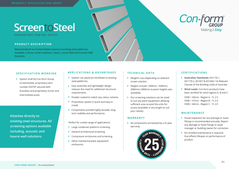 ScreentoSteel Specification Sheet