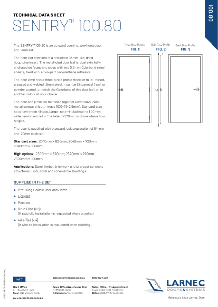 Sentry 100-80 Technical Data Sheet