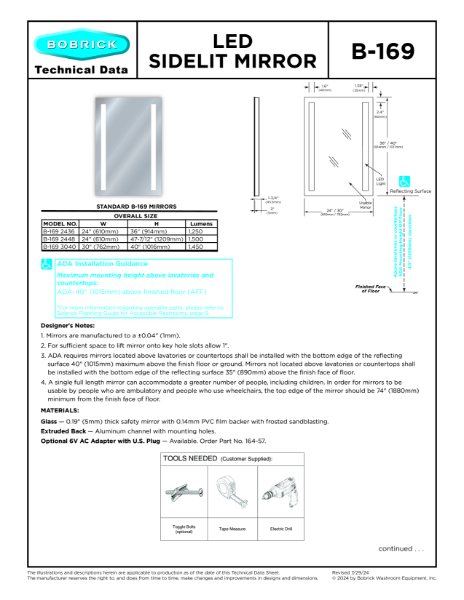 LED Sidelit Mirror - B-169