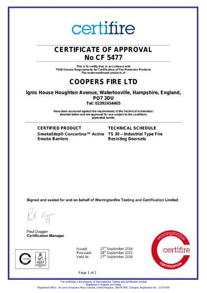 SMOKESTOP CONCERTINA “OPEN” SMOKE CURTAIN CF5477