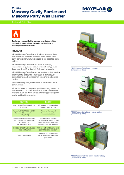 Mayplas MP552 Masonry Cavity & Party Wall Barrier Technical Data Sheet Issue 5 1 2005