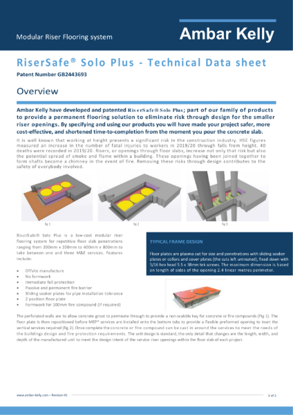 RiserSafe Solo Plus - Tec Data Sheet