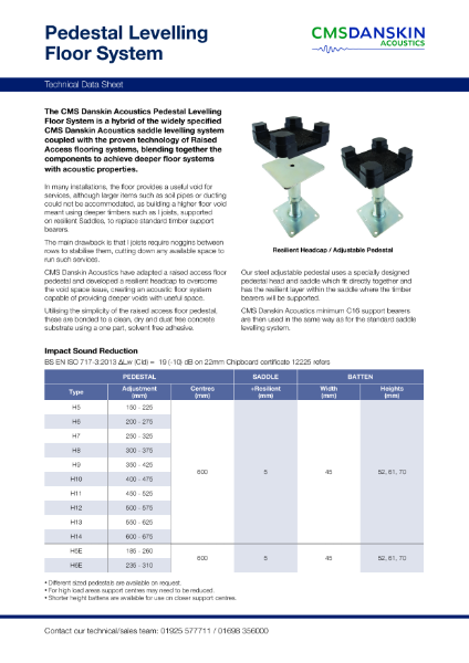 CMS Danskin Acoustics Pedestal Levelling Floor System - issue 3 03 2025