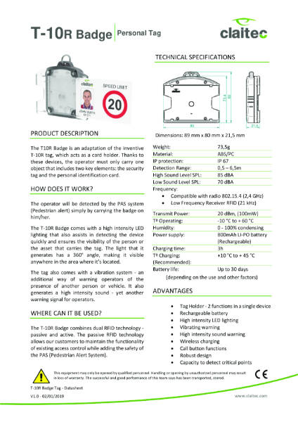 T-10R Badge Tag v1.0 Claitec EN