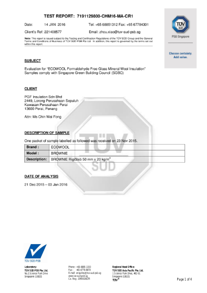 Ecowool VOC Test report.