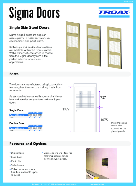 Sigma Door Datasheet