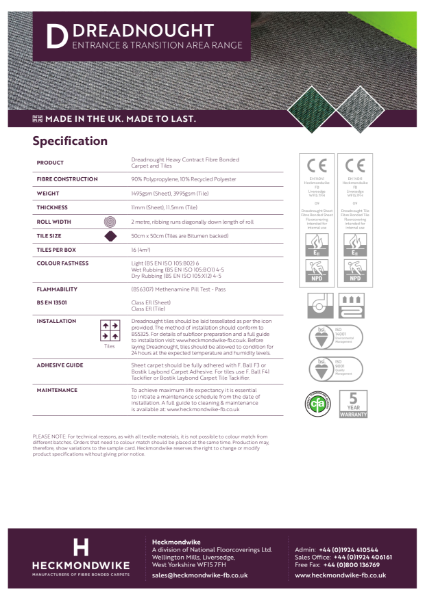 Heckmondwike - Dreadnought - Specification Sheet