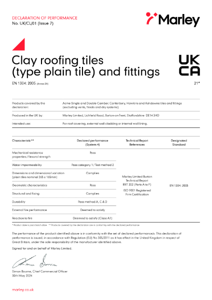 Declaration of Performance Clay