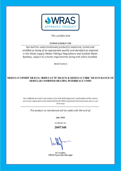 WRAS Approval 2007348