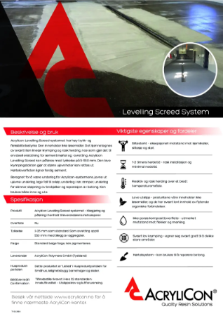Levelling Screed System Tech Sheets