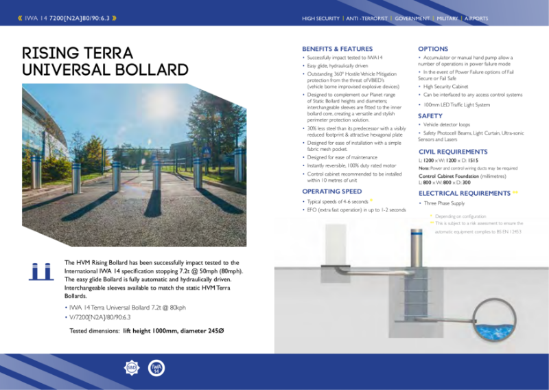 IWA14 HVM Rising Terra Universal Bollard - 7.2t at 50mph